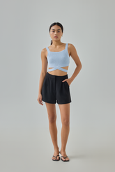 Hazelle Cross-Strap Knit Crop Top
